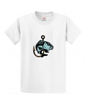 Fish In Hook Novelty Unisex Kids and Adults T-Shirt